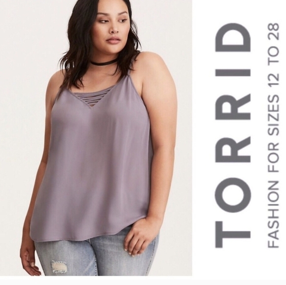 torrid Tops - Torrid Gray georgette strappy swing Tank 2X